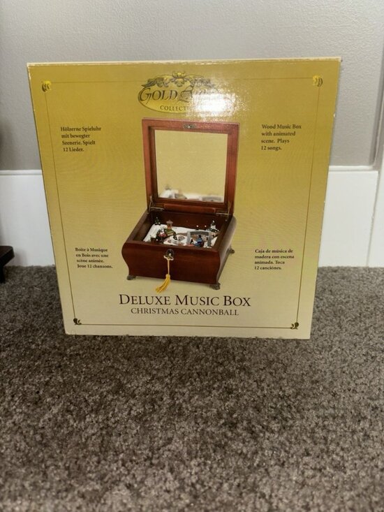 Mr. Christmas Other - Rare Gold Label Deluxe Christmas Cannonball Music Box Plays Christmas Song